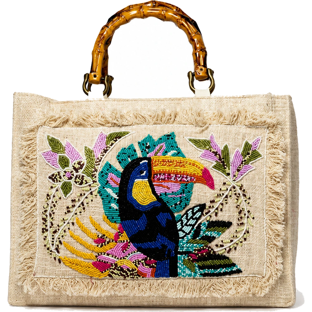 Peacock Bamboo Handle Bag