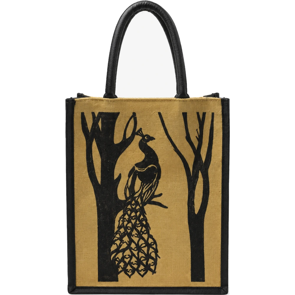 Peacock Jute Mini Tote